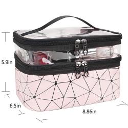 Wholesale Customized Fashion Ladies Makeup Case Large Capacity Double Layer Tote PVC Clear Travel Cosmetic Bag