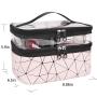 Wholesale Customized Fashion Ladies Makeup Case Large Capacity Double Layer Tote PVC Clear Travel Cosmetic Bag