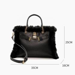 2023 Oem Leather Bag Customized Designer Luxury Waterproof Handbag Plaited Handmade Big Hairy Bag With Fluff Shoulder Hand Bag