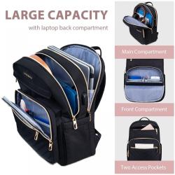 Custom Brand Black 15.6-Inch Quilted Laptop Backpack Stylish Laptop Bag for Women Work Computer Bags Bookbag Purse