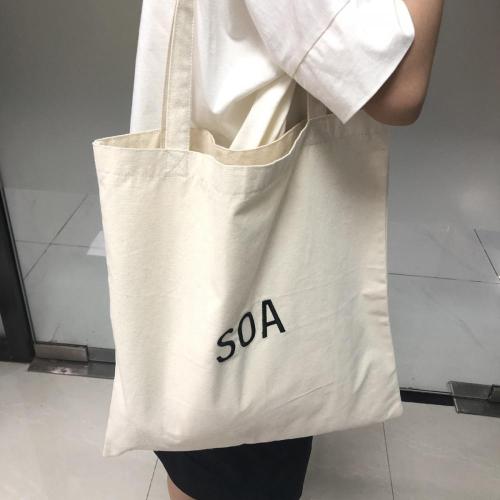 Custom Logo Printing Canvas Fabric Handle Shopping Bag Clothes High Quality Tote Gift Cotton Bag