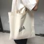 Custom Logo Printing Canvas Fabric Handle Shopping Bag Clothes High Quality Tote Gift Cotton Bag