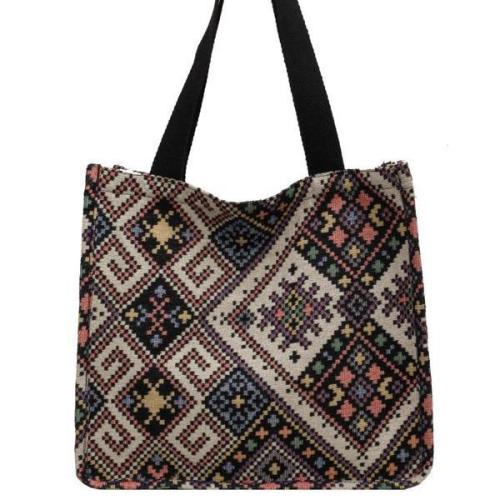 Canvas Large Capacity Tote Bag Women'S New Fashion Ethnic Style Carrying Mommy Bag Student Class Shoulder Bag