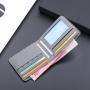 ZR204 Cheap Canvas Wallet Short Men's Simple Splice Contrast Leather Wallet US Dollar Package New Wholesale