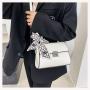 Fashion Lady Designer Bags Scarf &metal Lock Zipper Flap Pattern Cross Body Purse Women Modern Classic Style Sling Messenger