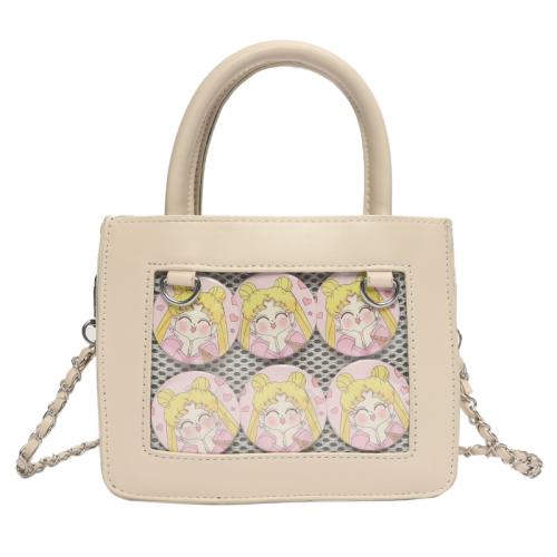 Custom Design Women clear tote cute Handbags Fashion Clear Window Pins Display Girls Crossbody pain Bag