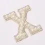 Stock New Blue Alphabet Embroidered Applique Diamond Colorful Letter Stick on Party Gift Self Adhesive Pearl Rhinestone patch