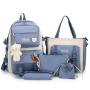 Hot selling 5 Pcs Set Cute School Bags Female College School Bag With Pencil Case Teenagers Middle Book Bagpack School Bag Set