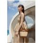 2022 Fashion PU Natural Straw Seagrass Women Bucket Bags Handbags Wide Cotton Braid Shoulder  Summer Handmade Straw Bucket Bag