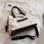 Fashion Travel Handbag Tote Bag Drawstring Canvas Tote Bag With Zipper Pocket Large Canvas Tote Bag Plain
