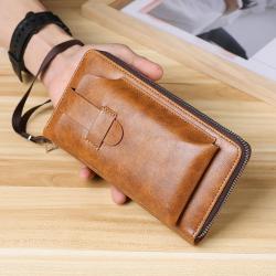 KBW770 Hot New Men Wallet Leather Purse Card Holders Money Clip Business High Quality Zipper Passport Phone Coin Bag