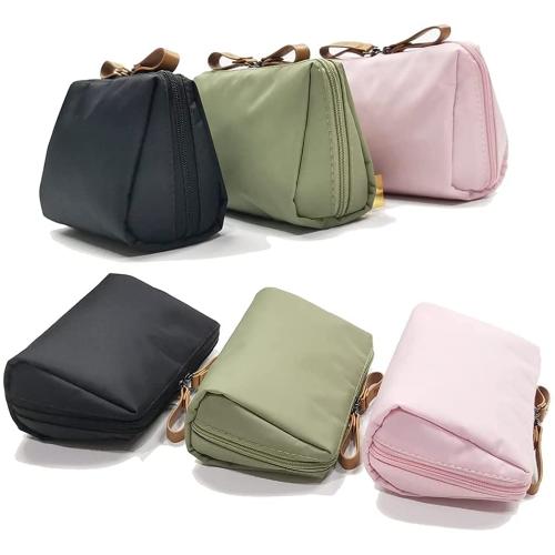 Professional Made Solid Color Mini Portable Handbag Cosmetic Bag Girls Nylon Small Makeup Bag