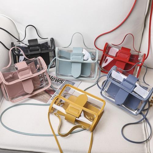 New Fashion Transparent Two Pieces Set Bag Custom Light Weight Girl Small Square Bag Wholesale Pvc Mobile Phone Bag