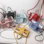 New Fashion Transparent Two Pieces Set Bag Custom Light Weight Girl Small Square Bag Wholesale Pvc Mobile Phone Bag
