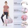 2022 2pcs waterproof Travel Duffel Bags for Women Gym Travel Tote Bag with Shoe Compartment Large Floral Carry on Weekender Bags