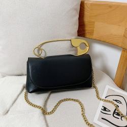 New Trend 2023 Women's Bag Fashion Solid Color Paperclip Handle Handbag Solid Color Pu Square Popular One Shoulder Messenger Bag
