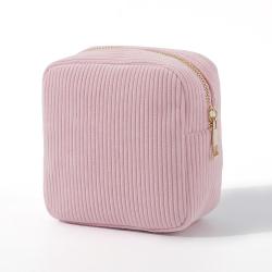 2022 New Trends Eco Friendly Corduroy Makeup Bags Women's Pink Toiletry Pouch Best DIY Cosmetic Gift Bags