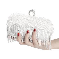 Women purse Luxury Glitter Pearl Beaded Evening Bag Tassel Clutch Cosmetic Bag Jewelry handBag 2024