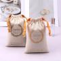 Custom Logo Printing Dust Bag Organic Natural Drawstring Small Gift Jewelry Cotton Muslin Pouch