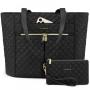 LOVEVOOK 2pc Fashion Quilted Work Laptop Tote Bag Stylish Travel business College handbag set Briefcase 15.6 in Women Laptop Bag