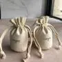 Small Cotton Linen Packaging Pouches Round Bottom Cotton Linen Drawstring Travel Pouch
