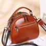 2021 Hot Selling New Designer Women Fashion Small Round Bag Retro Oil Wax Genuine Leather Shoulder Bag Cross Body Messenger Bags