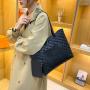 High Quality PU Leather Reusable Large Capacity Shopping Tote Shoulder Bag With Outside Pocket