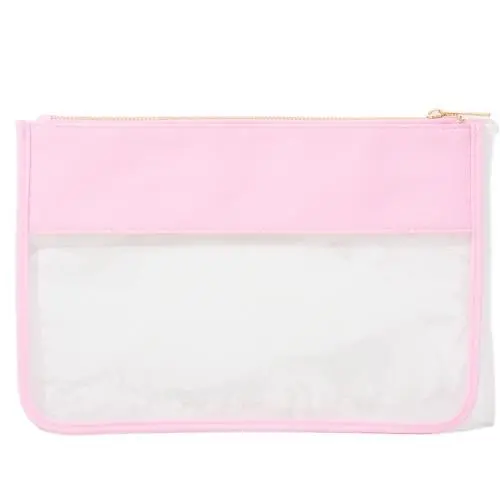 Small MOQ Factory Wholesale Weekly Deals Portable Waterproof Brush Clear Zipper Ladies Towel Embroidery Logo PVC Clear Pouch