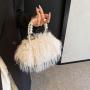 Fluffy Turkey feather party clutch elegant fur bags Ostrich Feather Pearl Women Evening Handbags 2024