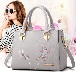 Pure Color crossbody bag PU Single Chains handbags Embroidered Fashionable Ladies Shoulder Bag