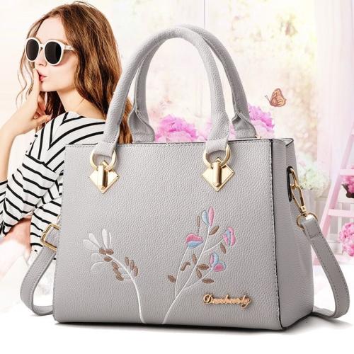 Pure Color crossbody bag PU Single Chains handbags Embroidered Fashionable Ladies Shoulder Bag