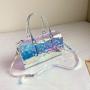 Custom Logo Stylish Laser Jelly Gym Yoga Luggage Handbag Transparent Pvc Holographic Travel Duffel Bag