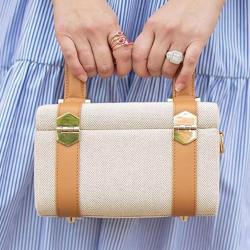 Luxury brand korean designer soft PU Leather and canvas tote weekend shoulder hand bags