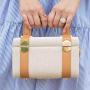 Luxury brand korean designer soft PU Leather and canvas tote weekend shoulder hand bags