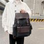 ZWY214 New Canvas Men Drawstring Flap School Bag Daily Vintage Laptop Shoulder Bag Outdoor Travel Student Business Backpack