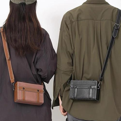 Men's Versatile One Shoulder Solid Color Horizontal Box Bag Fashion Phone Bag