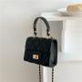 2023 New Design Small Shoulder Bag Mini Diamond PU Leather Handbag Metal Chain Shoulder Straps Square Women Luxury Crossbody Bag
