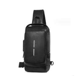 ZF017 Customized New Men Fashion Crossbody Bag Leather Polyester Shoulder Bag Waterproof Sports Bag Password Lock USB Port