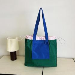 2024 New Reusable Polyester Portable Shoulder Women's Handbags Folding Pouch Shopping Bag Storage Travel Grocery Fashion Pocket