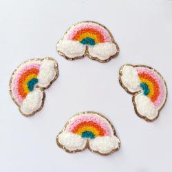 Custom Chenille Patch Letters Patterns Plane Rainbow Star Flower Butterfly Castle Patch Self Adhesive Stickers Self DIY Patch