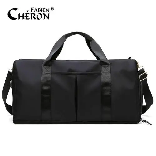 Designer Custom Logo Sports Large Duffel Bags Oxford Black Color Waterproof Portable Heavy Duty Luggage Travel Bag for Men