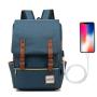Custom Slim Business Backpack Multi Functional Vintage Canvas Flap Backpack Buckle Decor Laptop Daypack