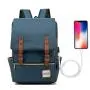 Custom Slim Business Backpack Multi Functional Vintage Canvas Flap Backpack Buckle Decor Laptop Daypack