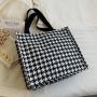 Large Capacity Thousand Bird Lattice Bag Female New Fashion Tote Bag Female Ins Student Canvas Shoulder Bag