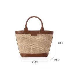 2024 Trending Women Bags Fashion PU Leather Handbag Customize Logo Straw Beach Cross Body Bags