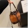 2024 Custom Drawstring PU Leather Bucket Bags Handbags For Fashion Women