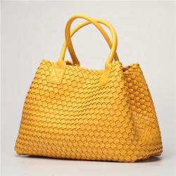 2024 OEM Luxury Designer Handheld Women's Woven Shoulder Bag Handmade Leather Lined Tote Bag with Custom Logo Fac Direct