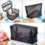Custom Size Mesh Makeup Bag Travel Cosmetic Accessories Organizer Black Nylon Mesh Zipper Pouch