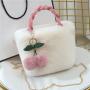 ZR361 2023 New High Capacity Versatile Cherry Bag Chain Strap Crossbody Fashion Handbag Plush Bag Winter Bag