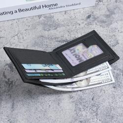 2024 new men's wallet fashion plaid horizontal soft leather men's short wallet large capacity multi-card purse
